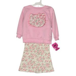 Hello Kitty Pink SweatShirt With White Floral Bell Bottoms Outfit